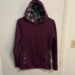 Eddie Bauer Sweater Fleece Hoodie Womens S Purple Buffalo Plaid Lined Gorpcore